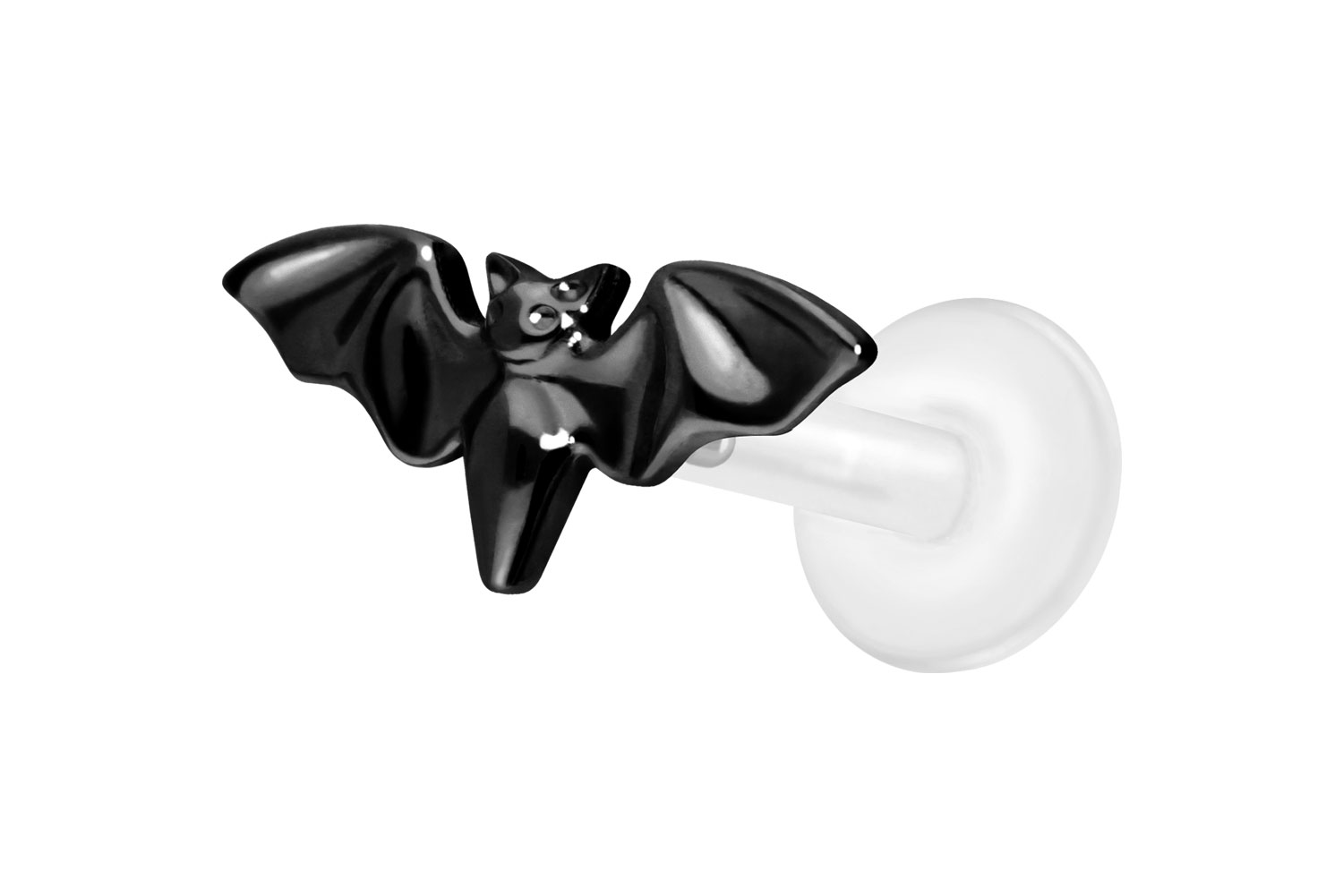 PTFE Labret Piercing mit Innengewinde + Titan-Aufsatz FLEDERMAUS